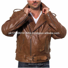 Nouveau blouson en cuir design personnalisé marron